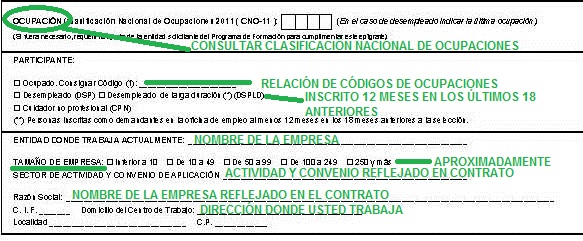 Apartado de la entidad donde trabaja