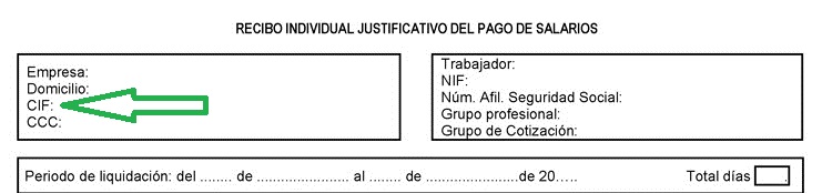 Dónde está el CIF en un a nómina