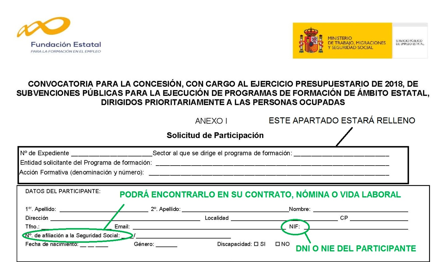 Rellenar solicitud de participación sepe